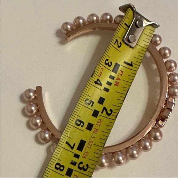 Tory Burch Rose  Gold Britten logo and Pearl cuff  Bracelet - Picture 6 of 7